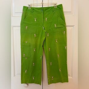 Lilly Pulitzer Vintage White Label Vibrant Lime Green and Pink Golf Pants EUC